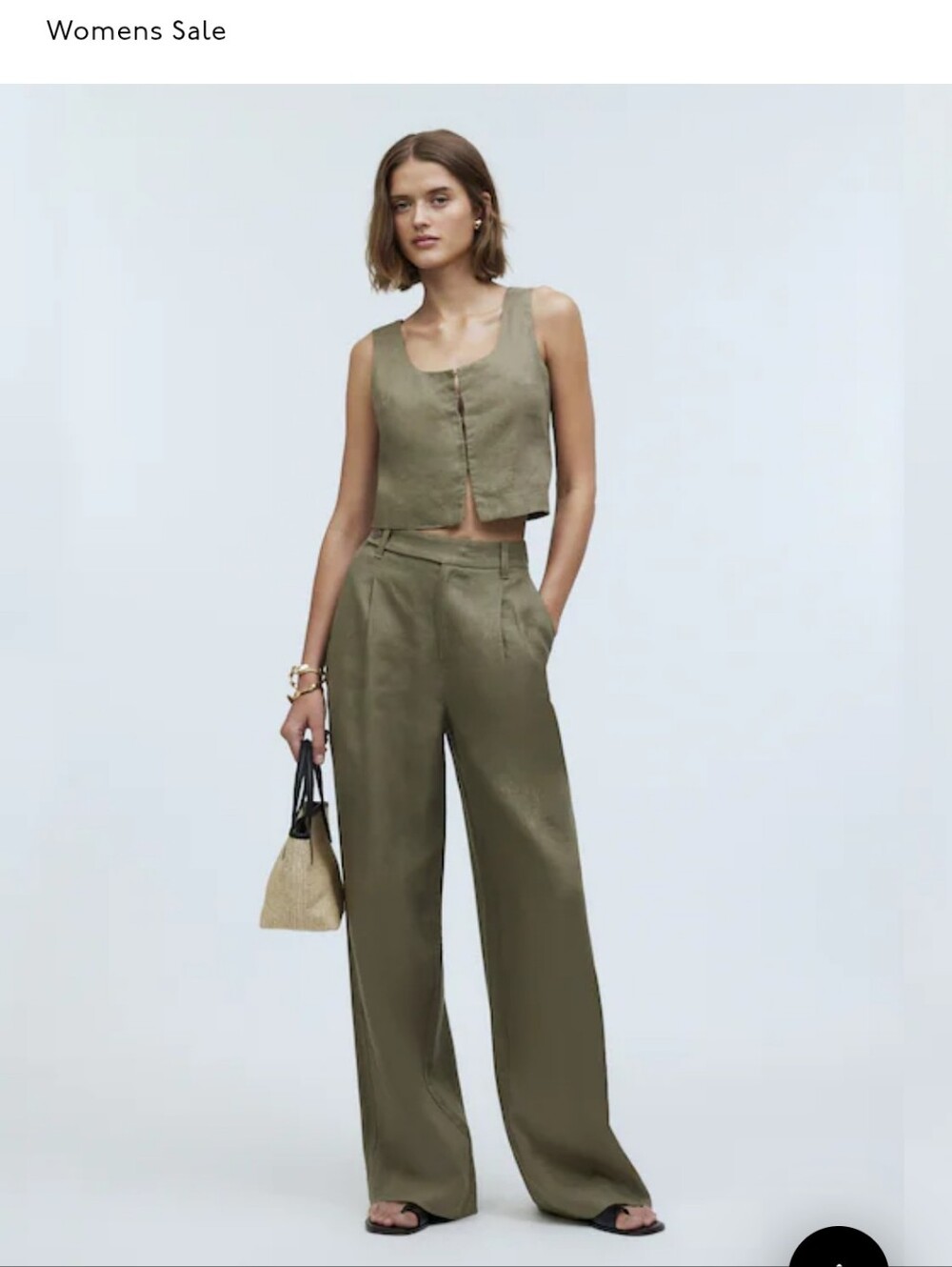 Women's Linen Blend Casual Pants in Army Green